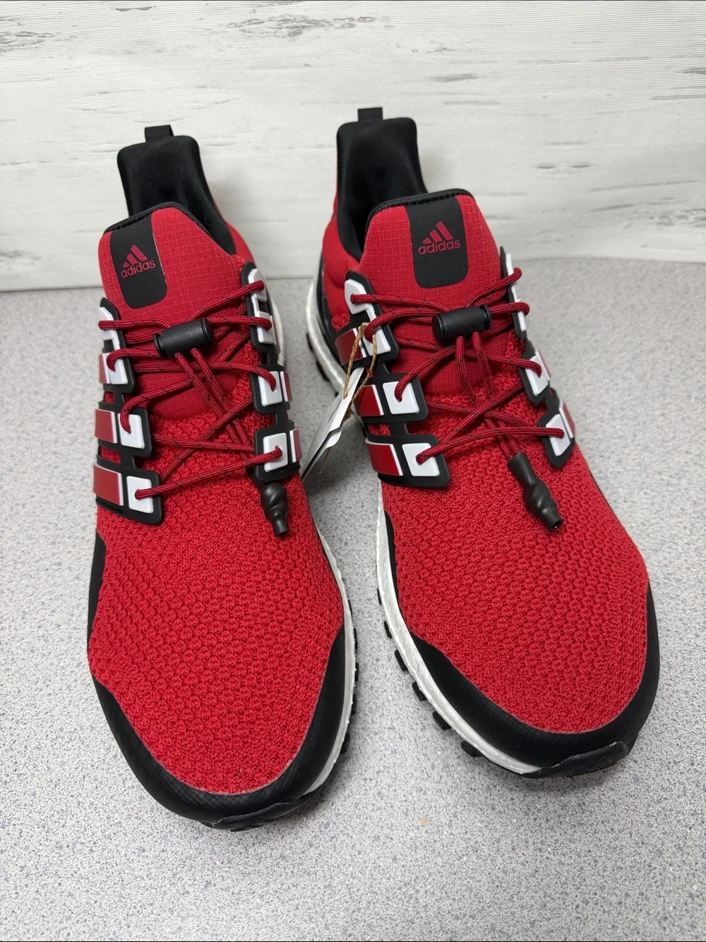 adidas Men's Red and Black Knit Athletic Sneakers